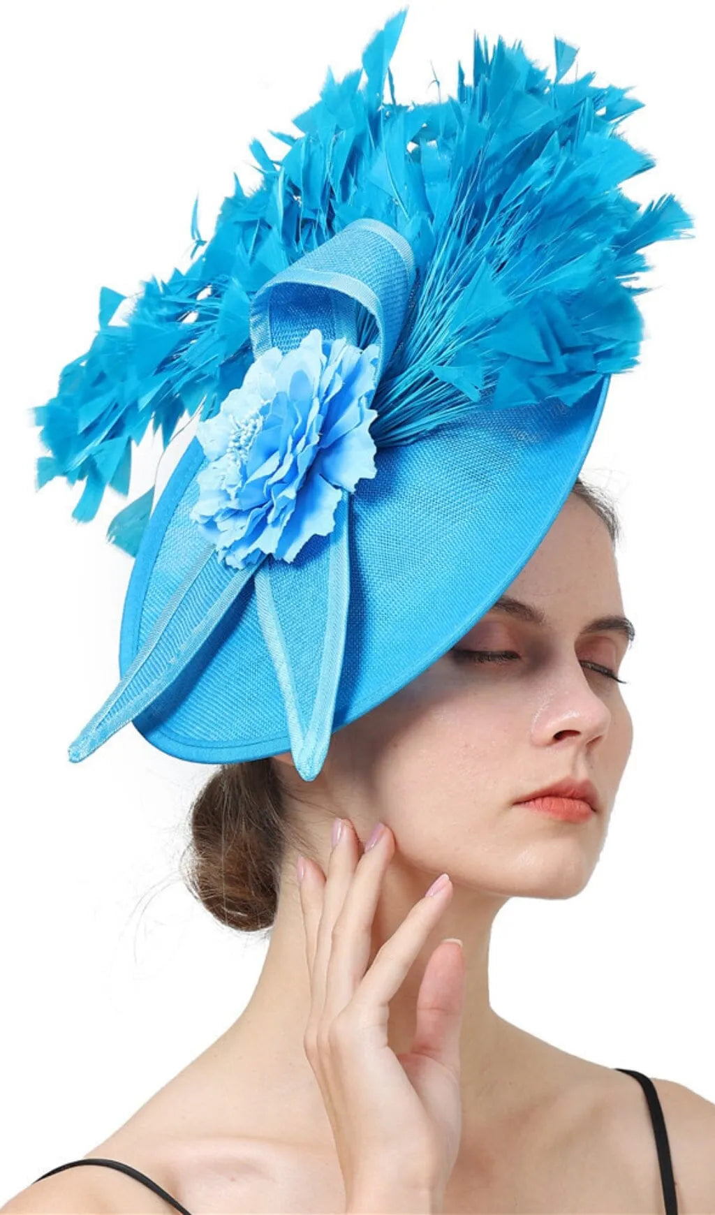 Blue Elegant Feather Fascinators Flowering Girl