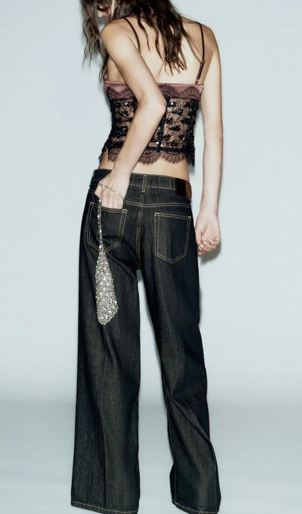 Laurene Lace Sequin Crop Top Flowering Girl