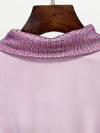 Violet Pink Crêpe Maxi Dress With Crystal Chainmail Flower Flowering Girl
