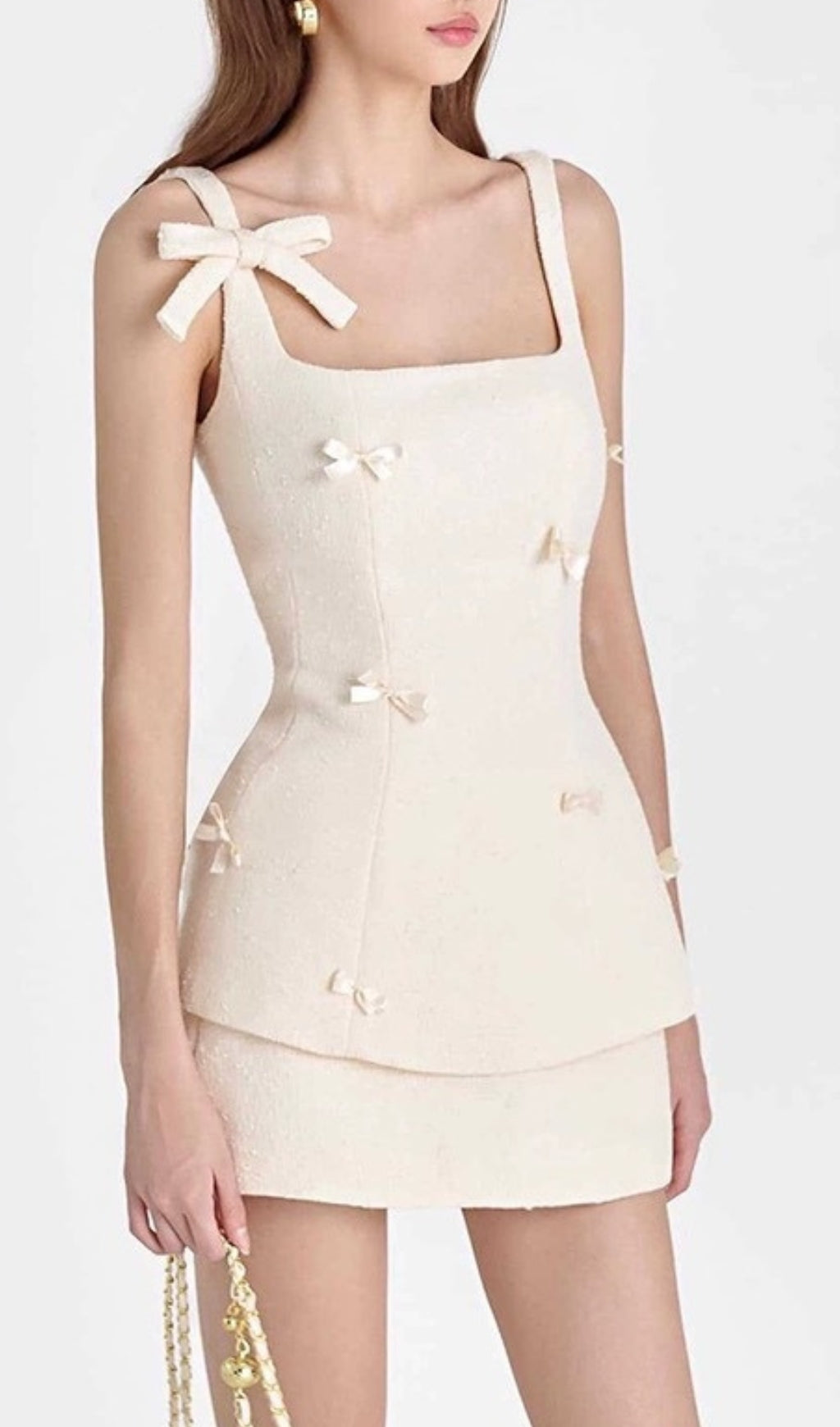 Cian White Bow Two-Piece Set Flowering Girl
