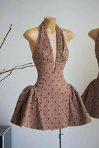 Tiffany Plunge Dot Mini Dress Flowering Girl