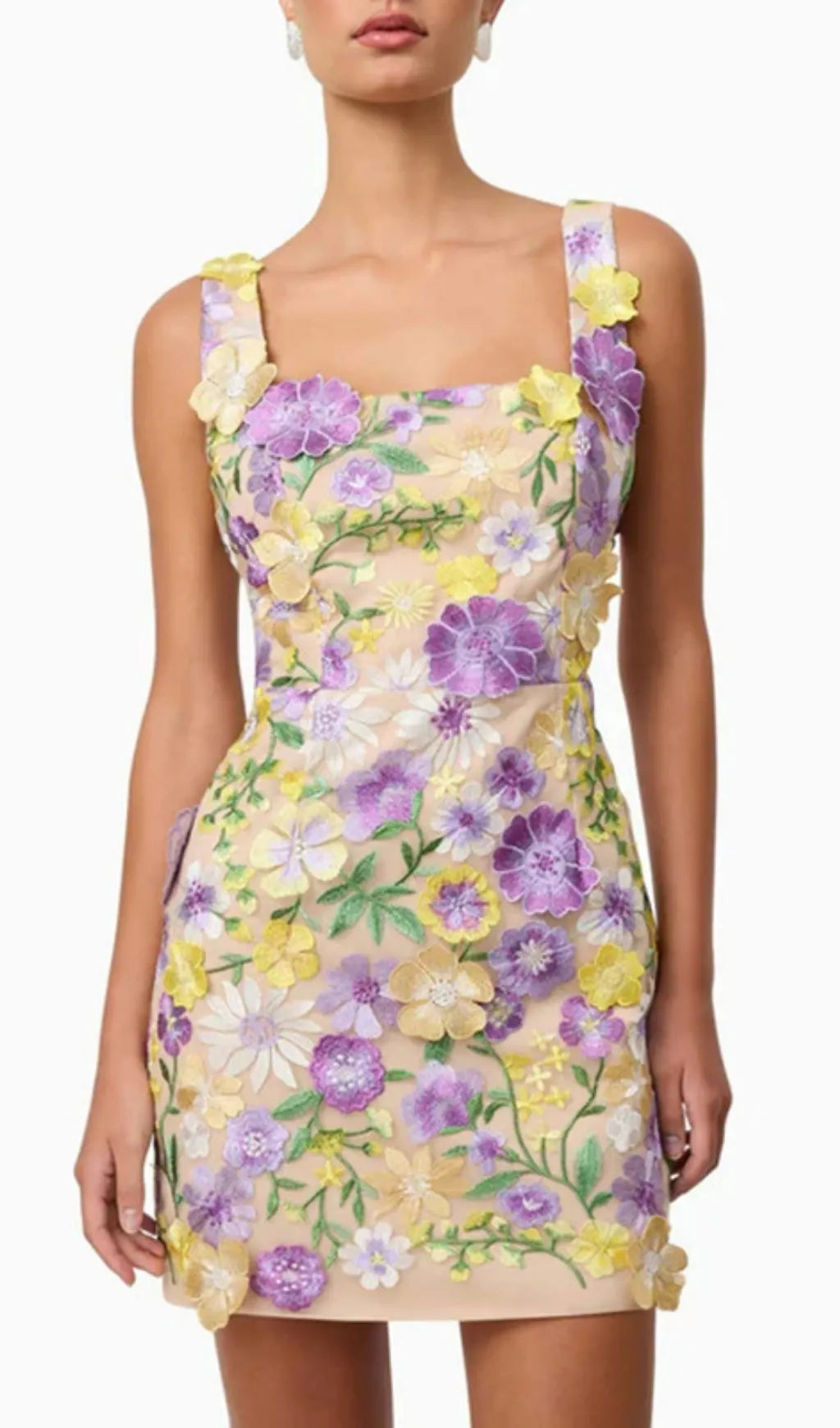 Fyodor Strappy Flower Embroidery Mini Dress Flowering Girl