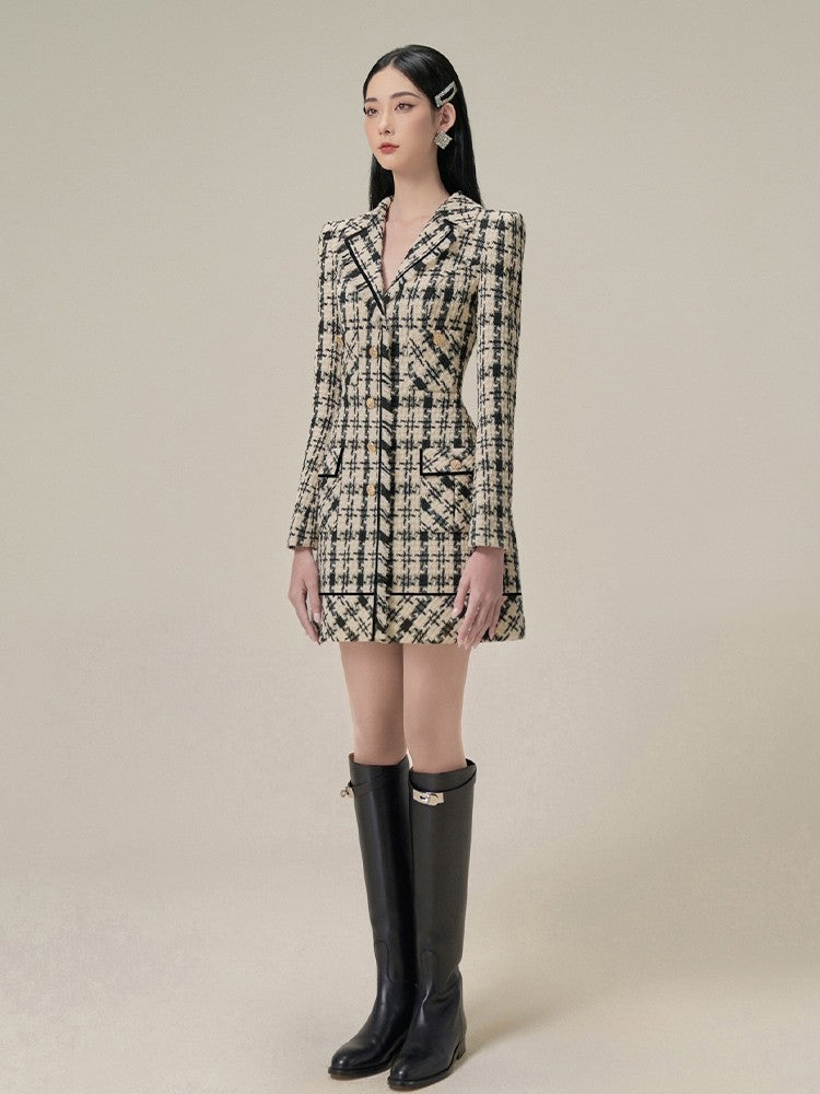 Ophelia Houndstooth Tweed Mini Dress Flowering Girl