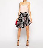 Jacquard High-Waisted Irregular Umbrella Skirt Flowering Girl