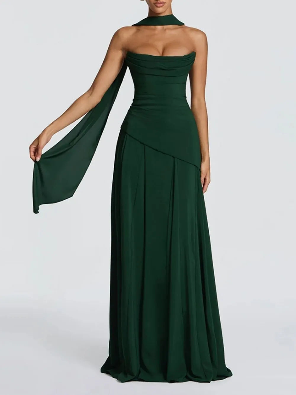 Materia Green Strapless Maxi Dress Flowering Girl