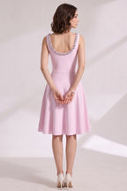 Light Pink Heavy Stretch Knit Fit-And-Flare Dress Flowering Girl