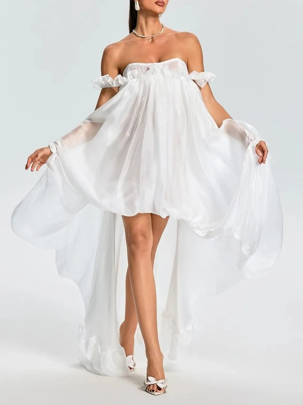Euleta Off Shoulder Lace Ruffle Maxi Dress Flowering Girl