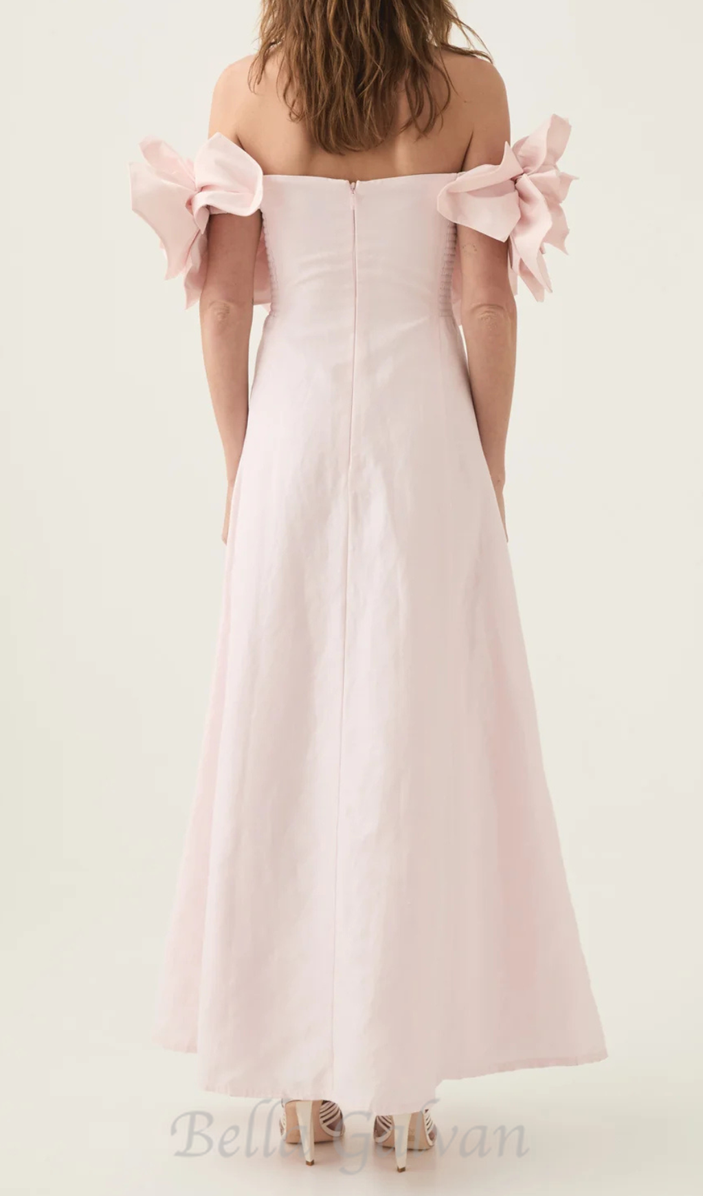 Etta flower strapless midi dress in pink Flowering Girl