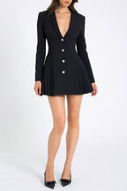 Beulah Pleate Blazer Mini Dress - Black Flowering Girl