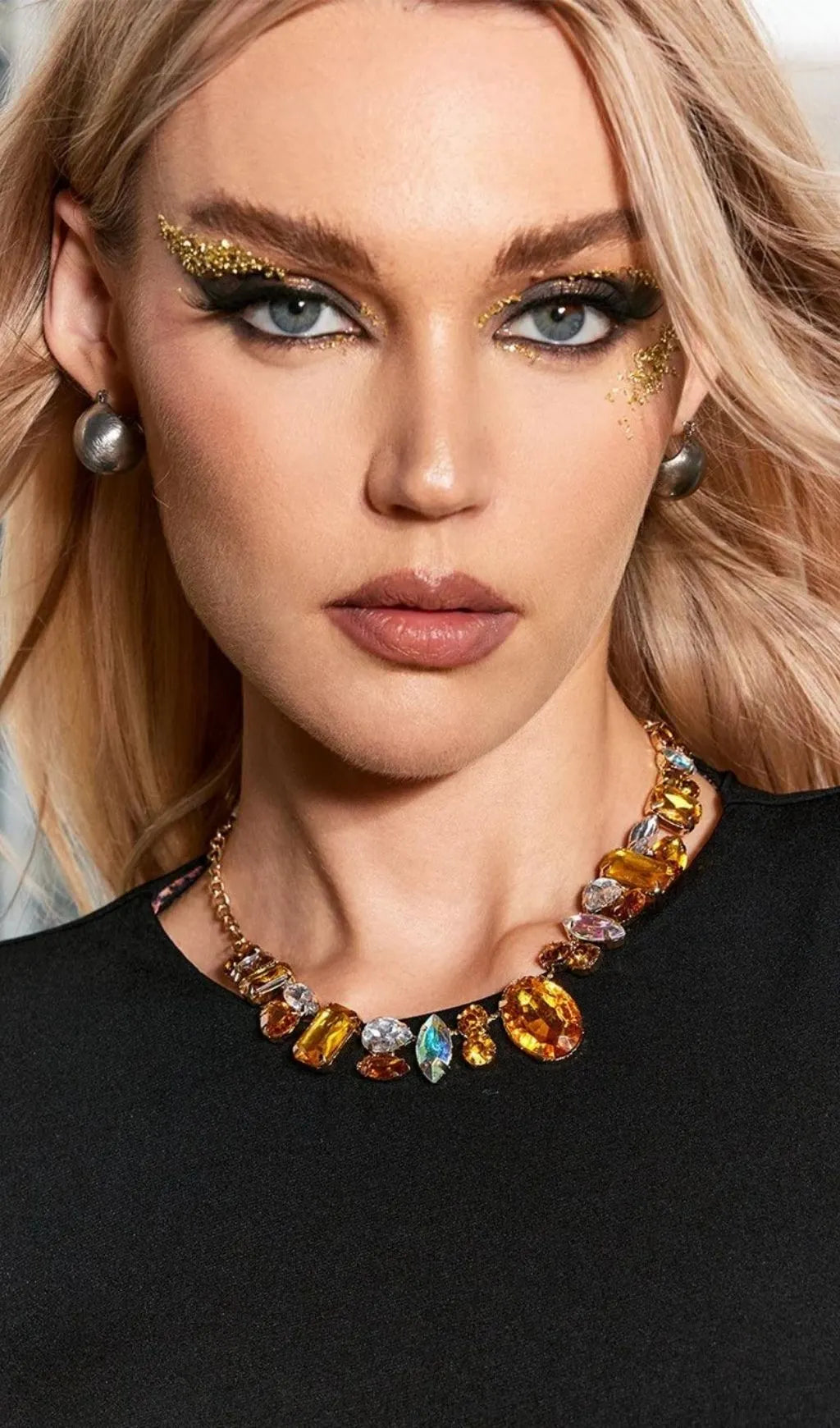 Craco Crystal Embellished Necklace In Yellow Flowering Girl