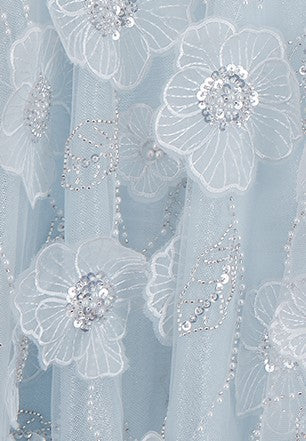 Tutu Light Blue Sleeveless Flower Diamond Short Doll Dress Flowering Girl