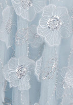 Tutu Light Blue Sleeveless Flower Diamond Short Doll Dress Flowering Girl