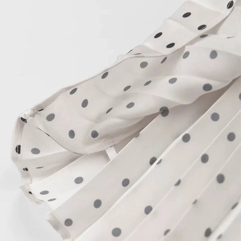 Polka Dot Ruffle Sleeve Midi Dress Flowering Girl