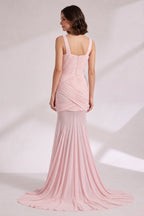Pale Pink Lightweight Jersey Mermaid Gown Flowering Girl