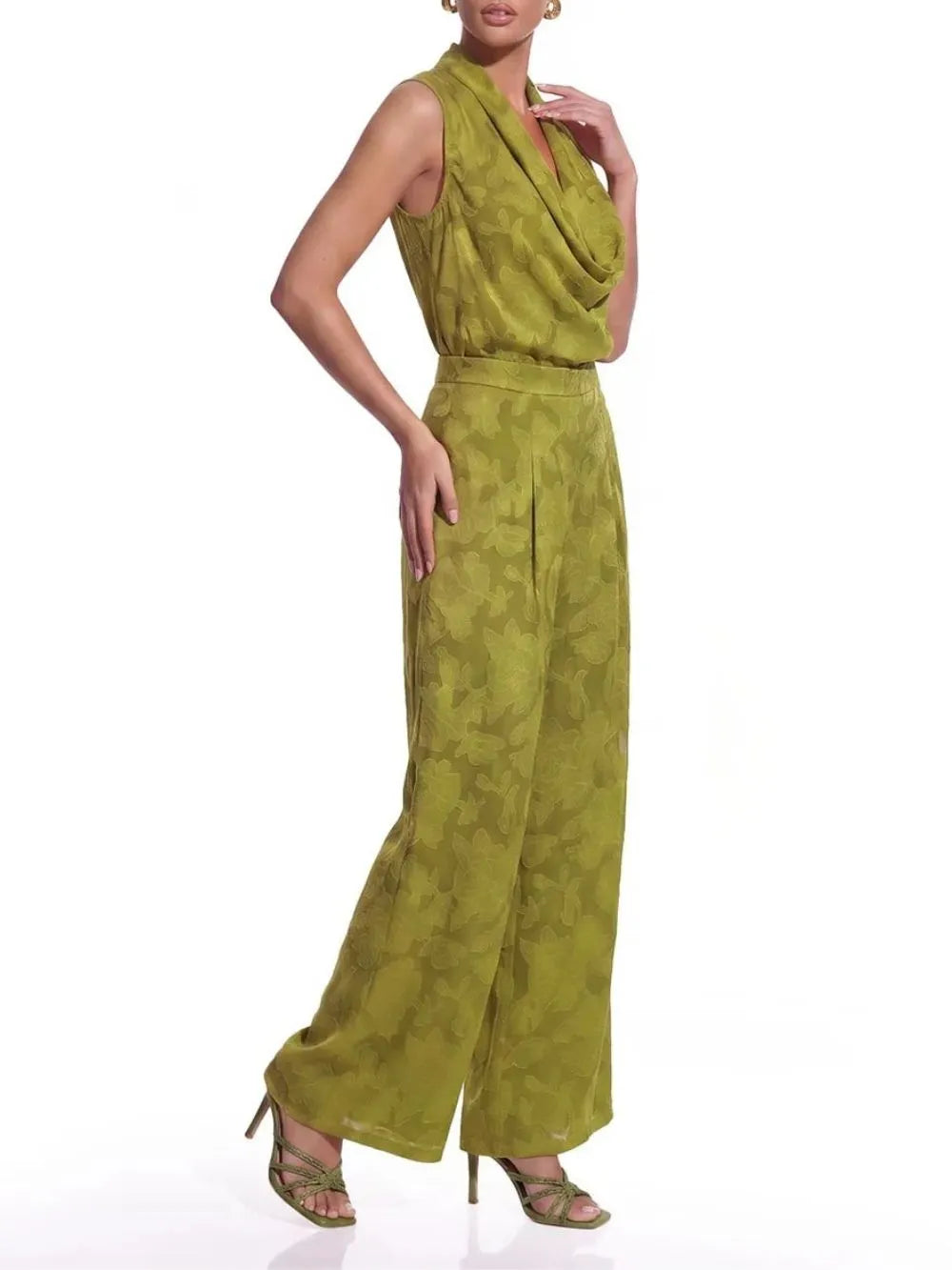 Yvelin Cowl Neck Floral Pants Set Flowering Girl
