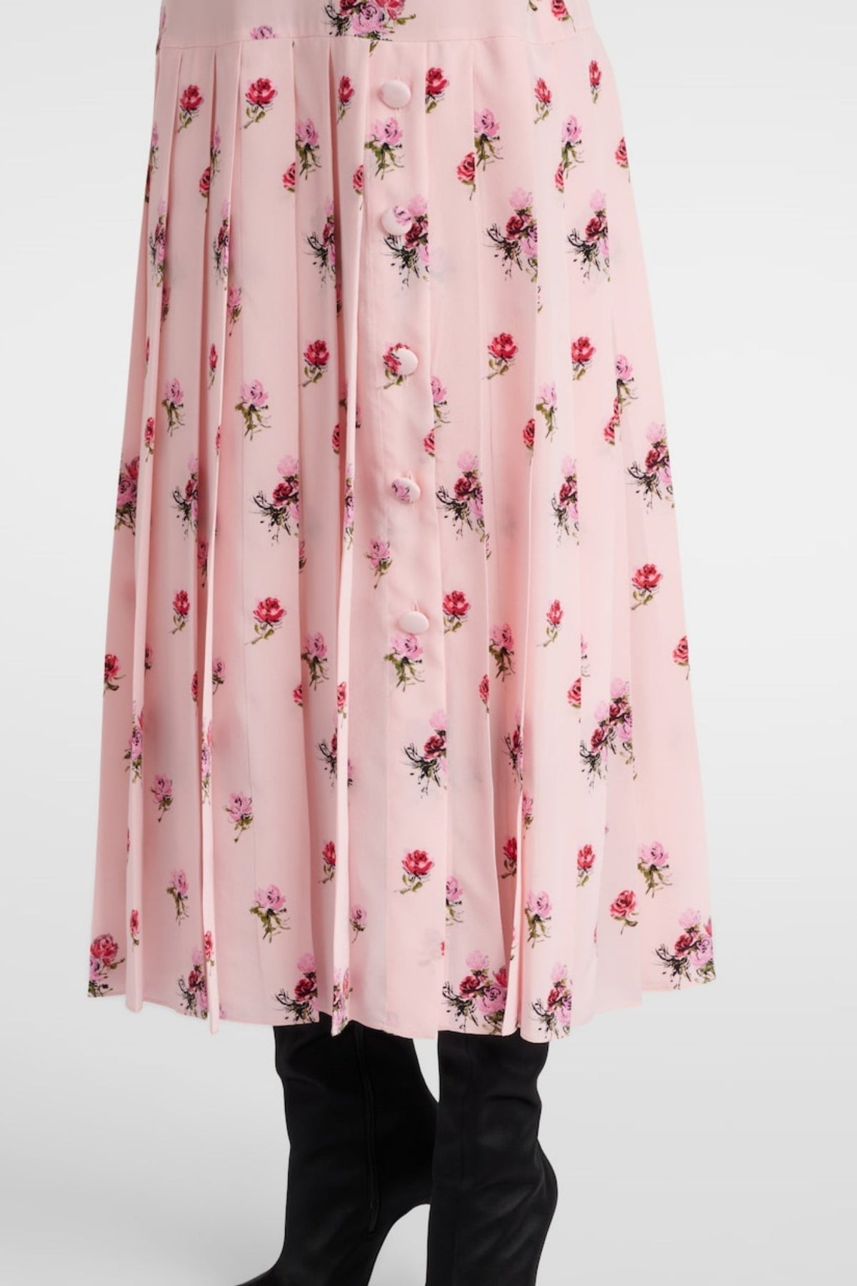 Jutalak Rose Print Pleated Midi Dress Flowering Girl