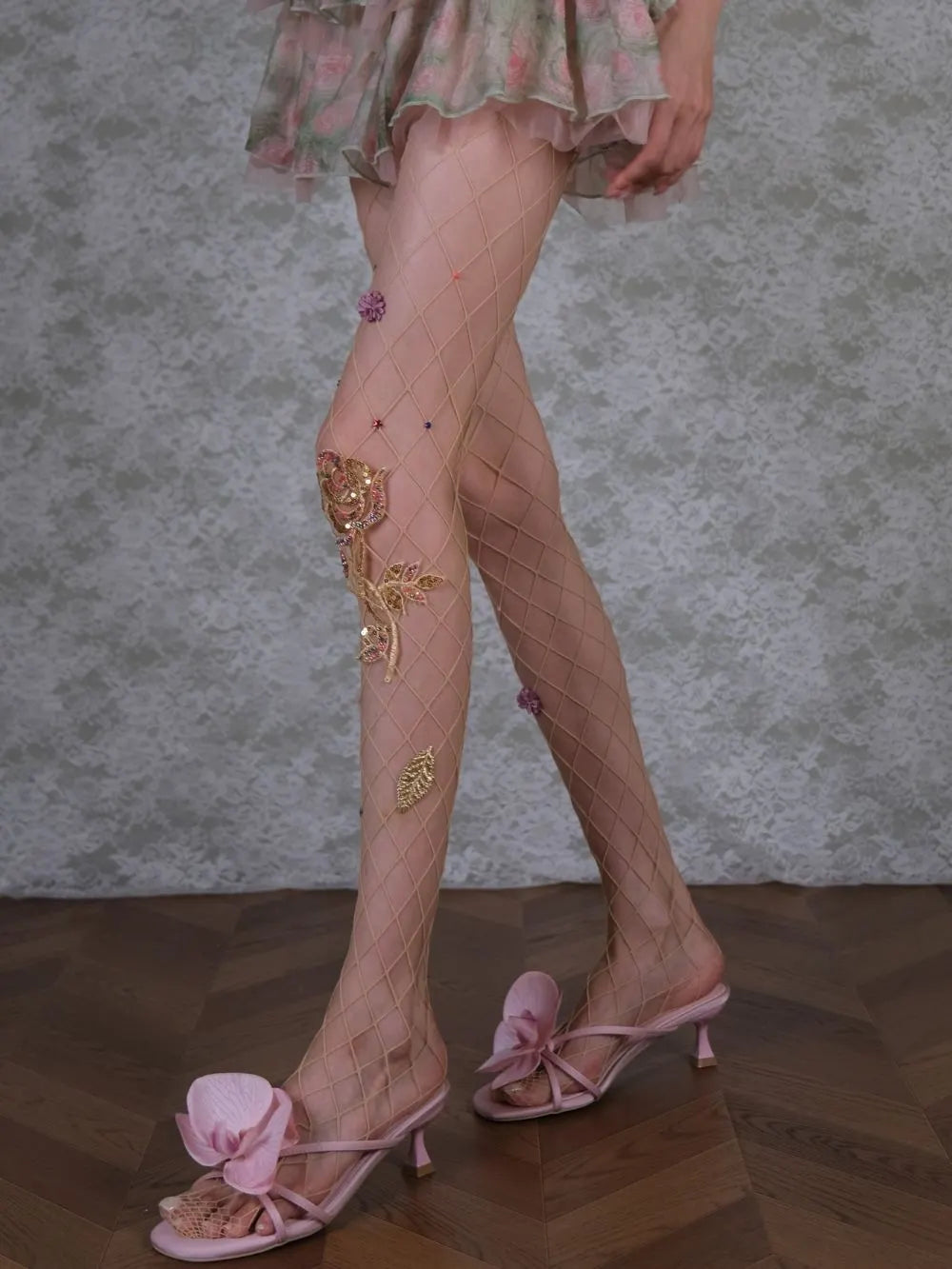 Marney Flower Diamante Tights Flowering Girl