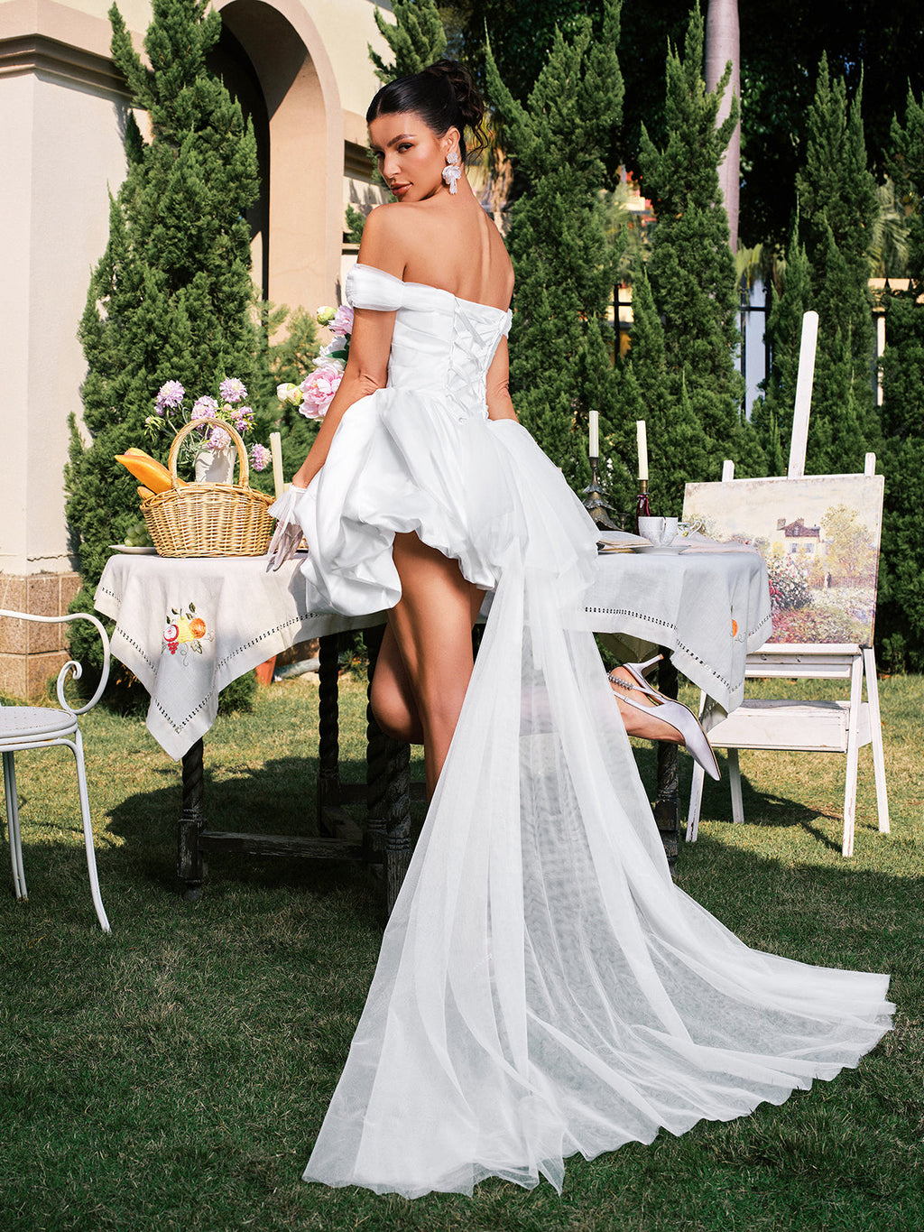 Danyal Off Shooulder Ruched Satin Dress Flowering Girl