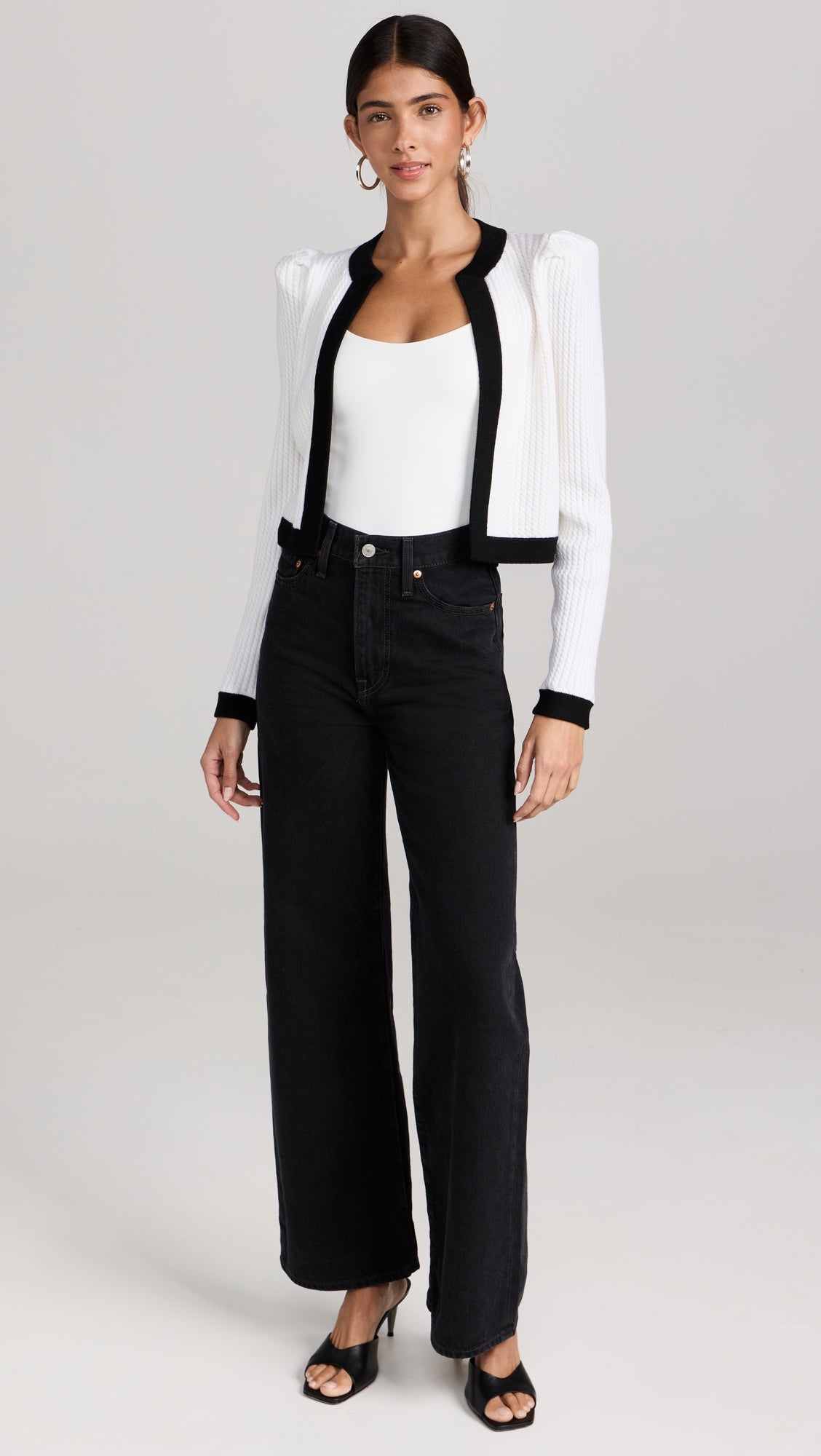 Trina Cable Structured Cropped Cardigan Flowering Girl