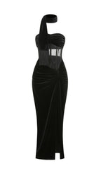 Kahlani Black Strapless Corset Maxi Dress Flowering Girl