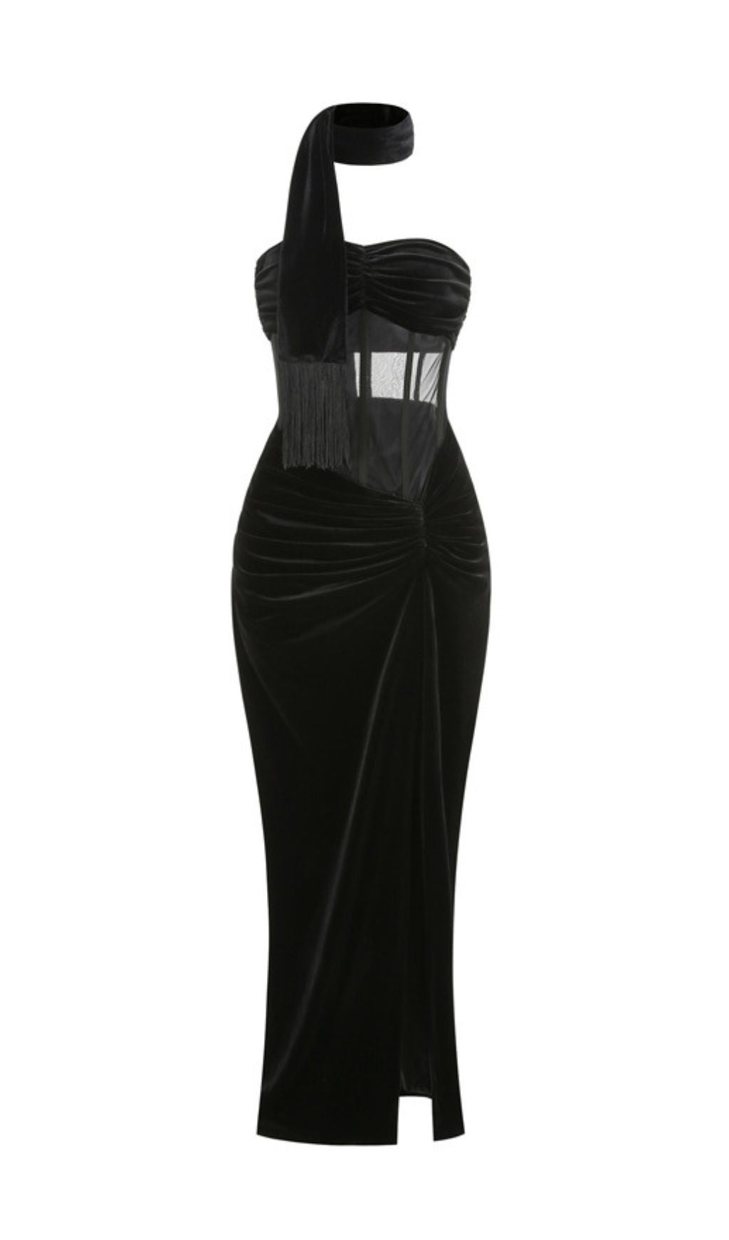 Kahlani Black Strapless Corset Maxi Dress Flowering Girl