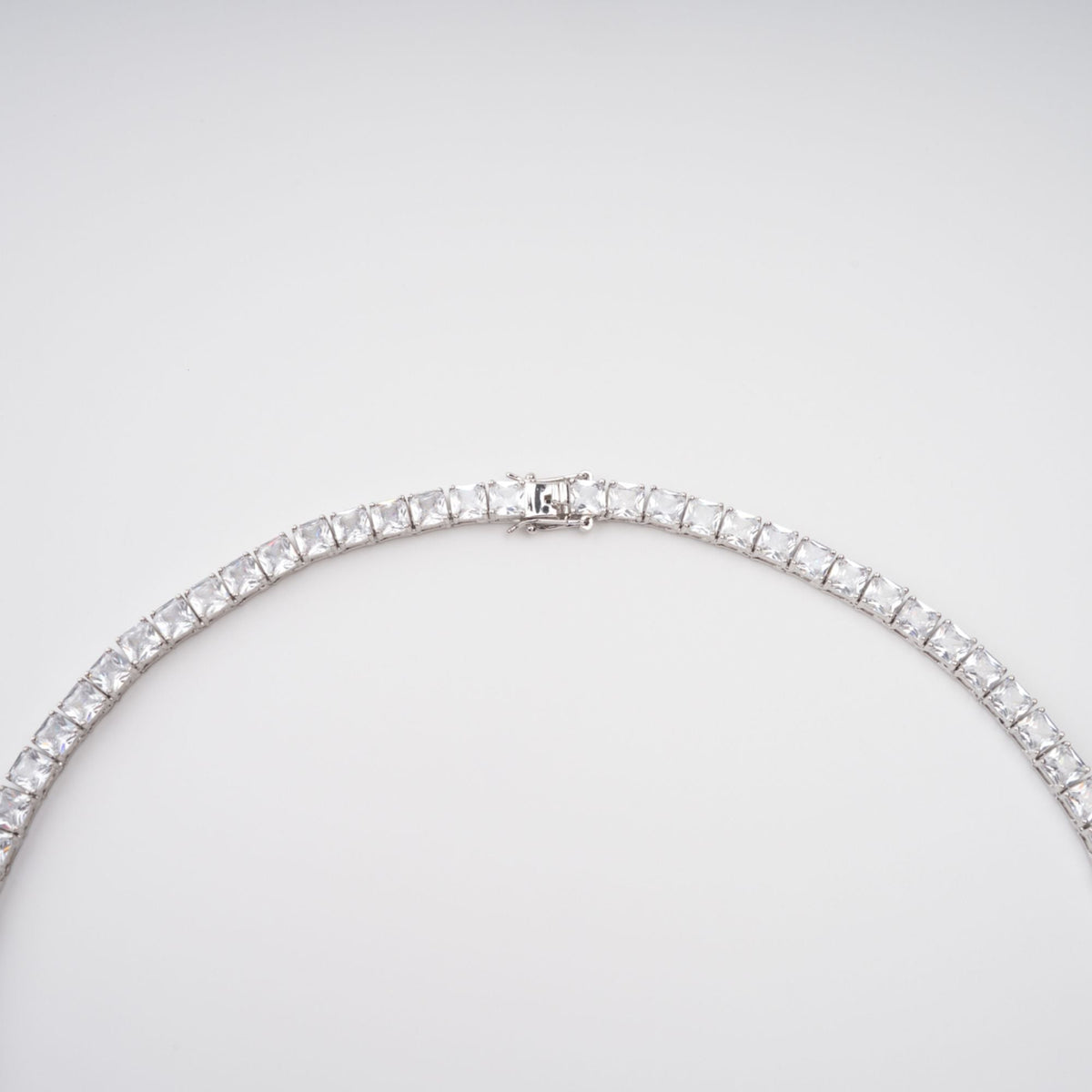 Avril Silver Tone Square Cut Crystal Embellished Necklace Flowering Girl