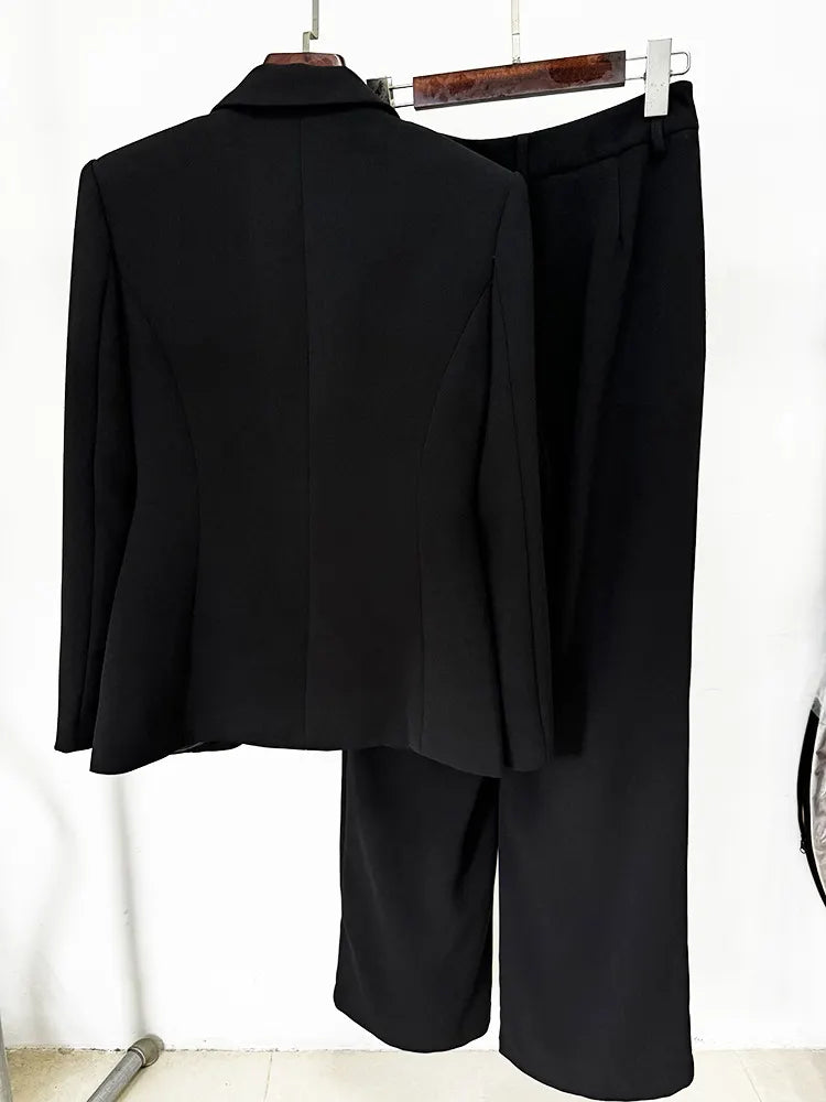 Clarice Black Crystal Blazer Set Flowering Girl