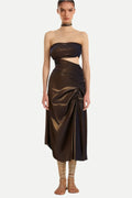 Strapless Cutout Leather Midi Dress Flowering Girl