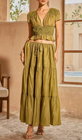 Elnyxa Plunge Neck Skirt Set Flowering Girl