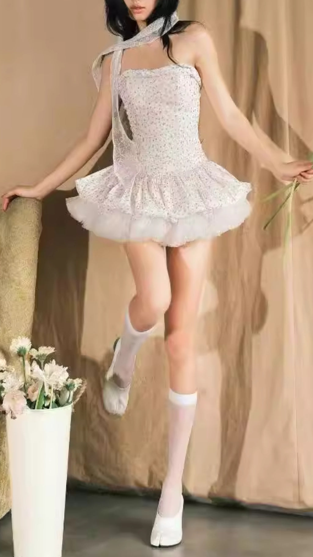 Fiona Strapless Dot Mini Dress Flowering Girl
