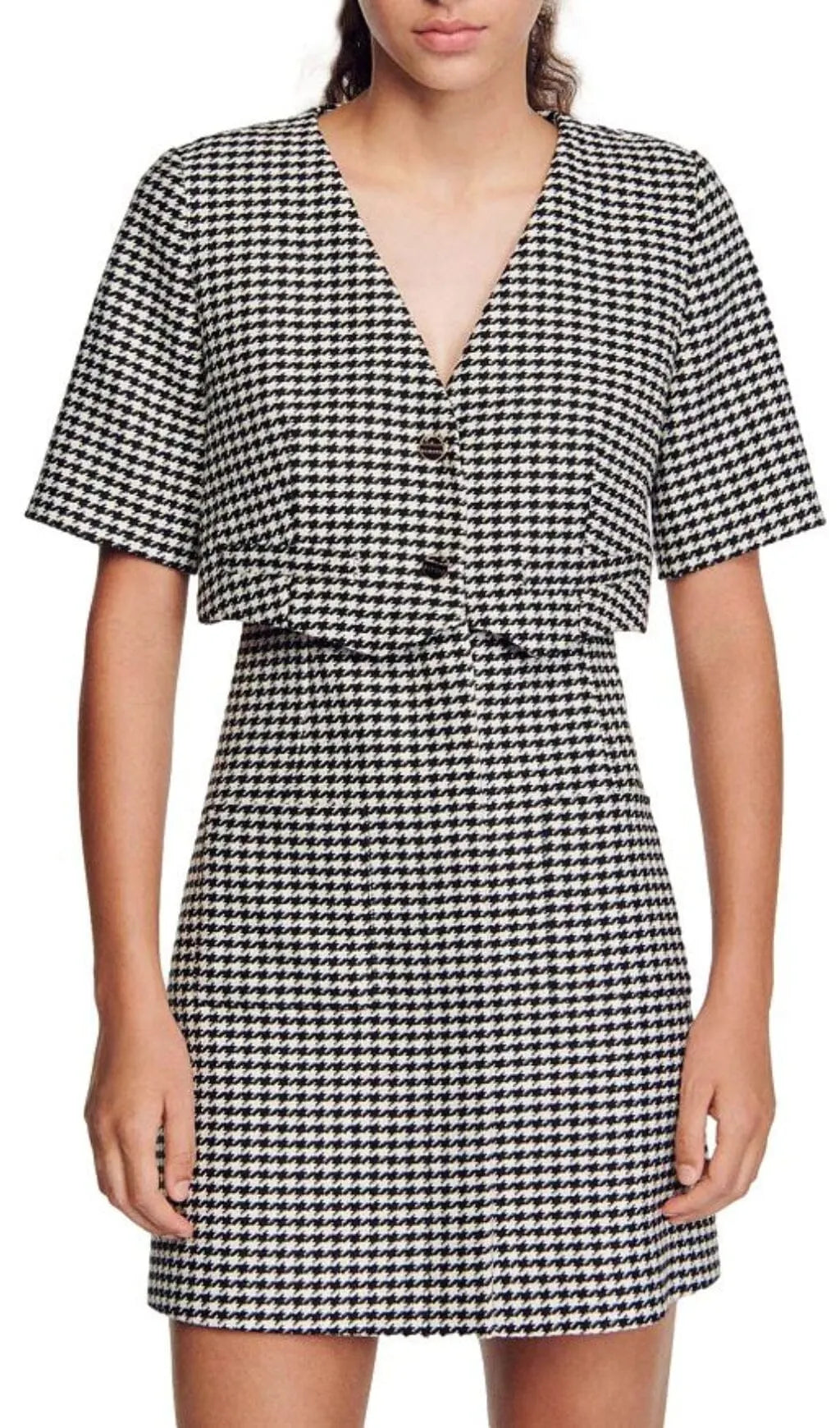 CHARLOTTE LAYERED HOUNDSTOOTH TWEED DRESS Flowering Girl