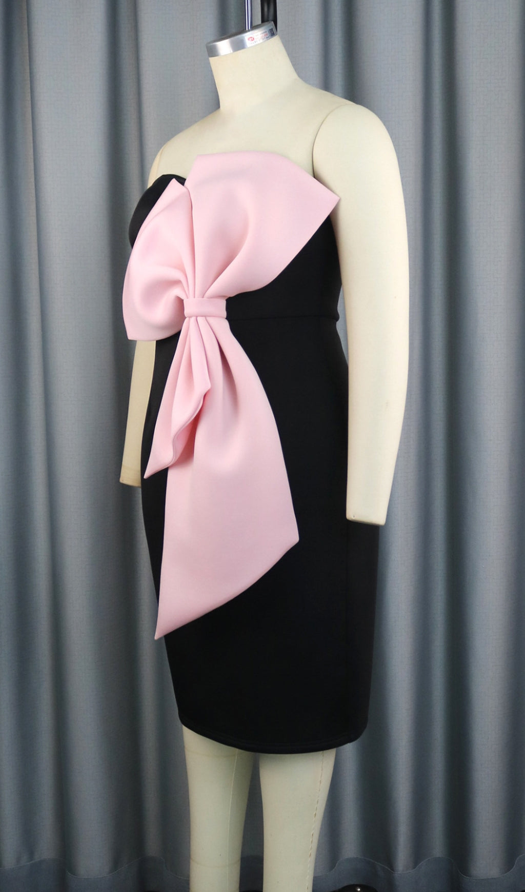 Bachue Black Bow Strapless Midi Dress Flowering Girl