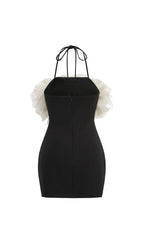 Jameela Black Halter Ruffle Mini Dress Flowering Girl