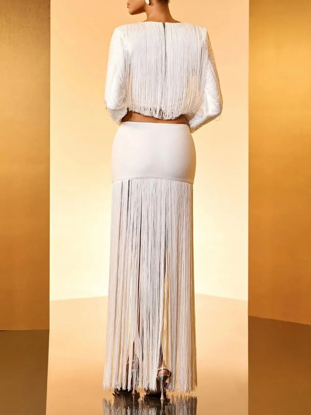 Gunhilda Long Sleeve Fringe Bandage Top Set Flowering Girl
