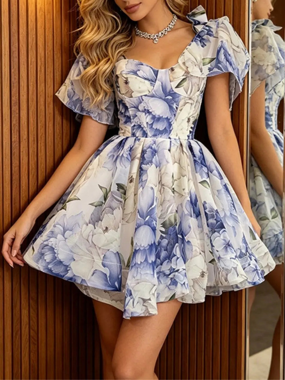 Madra Floral Printed Mini Dress Flowering Girl