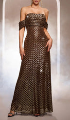 Katiana Off-Shoulder Sequin Maxi Dress Flowering Girl