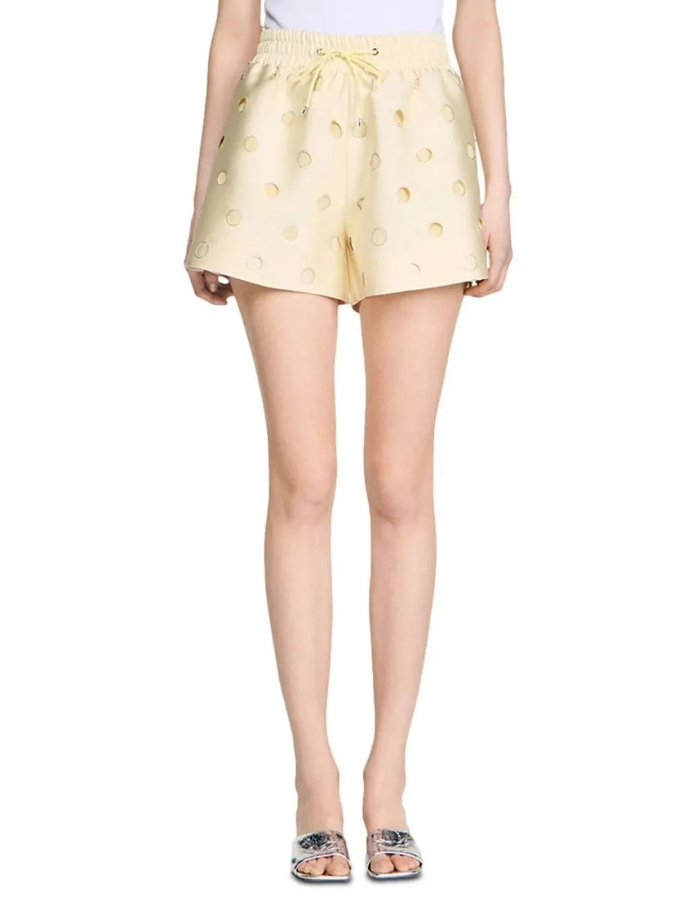 Rhinestone Shorts With Lace Flowering Girl