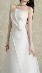 Helki White Strapless Midi Dress Flowering Girl