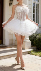 Kelii Strapless Corset Flower Mini Dress Flowering Girl