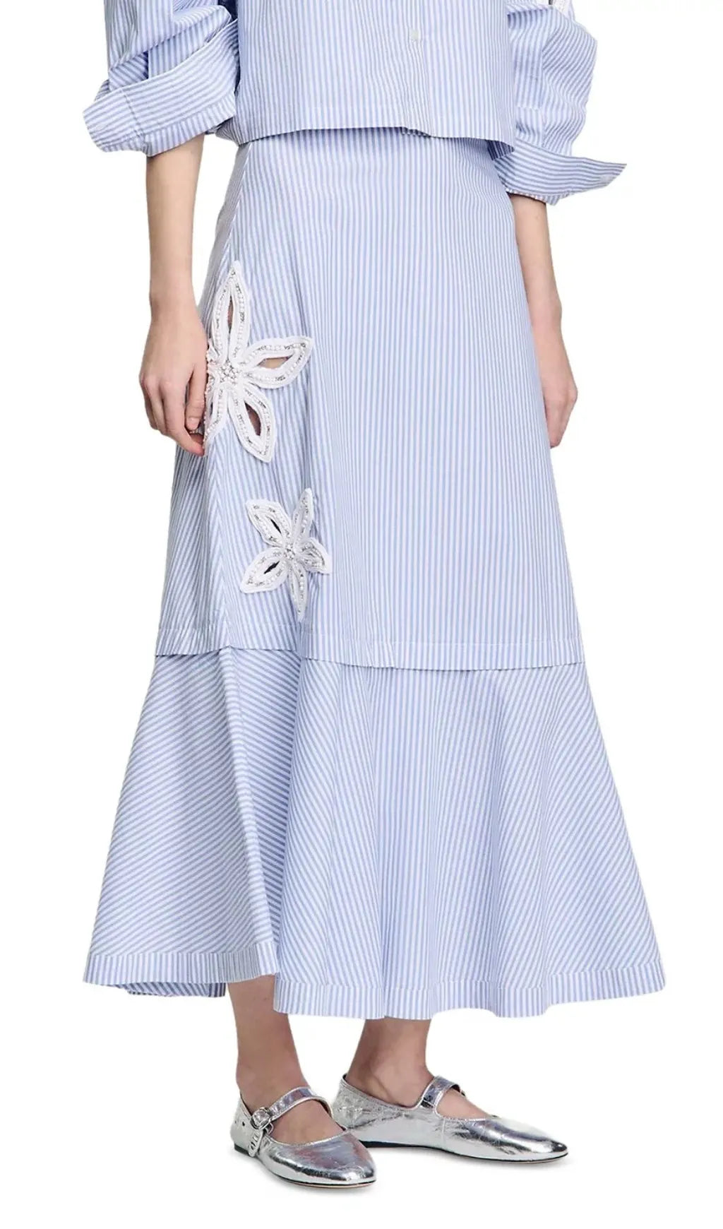 Embellished Cutout Maxi Skirt Flowering Girl