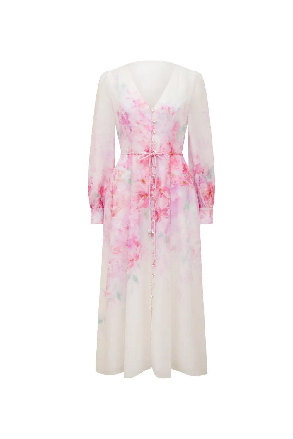 virginia floral Printed Midi Dress in pink Flowering Girl