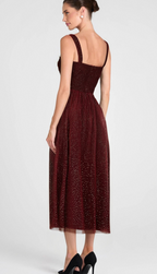 Ruched Bust Rhinestone Mesh Cami Dress Flowering Girl