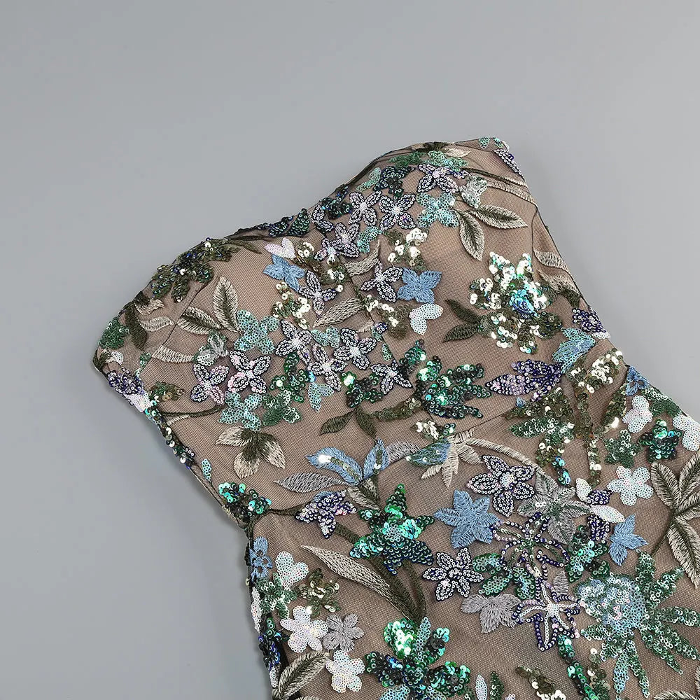 Azul Strapless Sequin Maxi Dress Flowering Girl