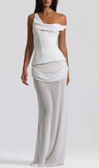 Istas White Corset Maxi Dress Flowering Girl