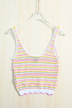 Rainbow Striped Knit Tank Top Flowering Girl
