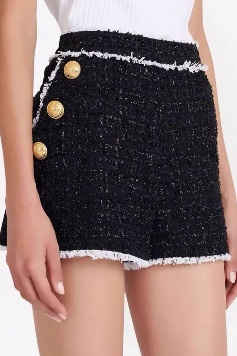 Mishka Breasted Tweed Jacket - Black Flowering Girl