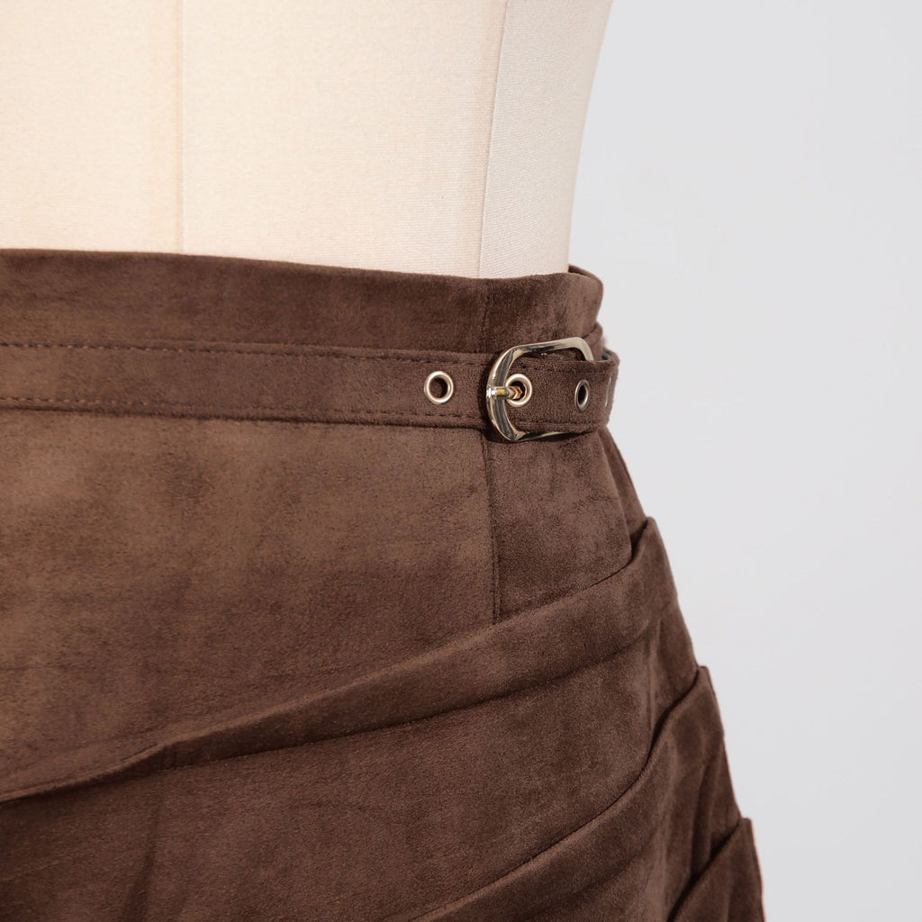 Giovana Brown Ruched Slit Maxi Skirt Flowering Girl