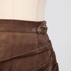 Giovana Brown Ruched Slit Maxi Skirt Flowering Girl