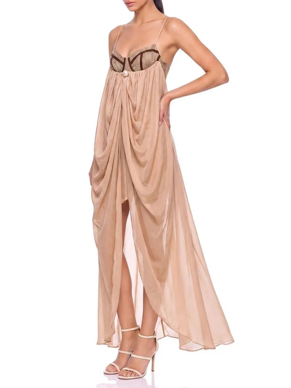 Uxmoren Spaghetti Draped Maxi Dress Flowering Girl