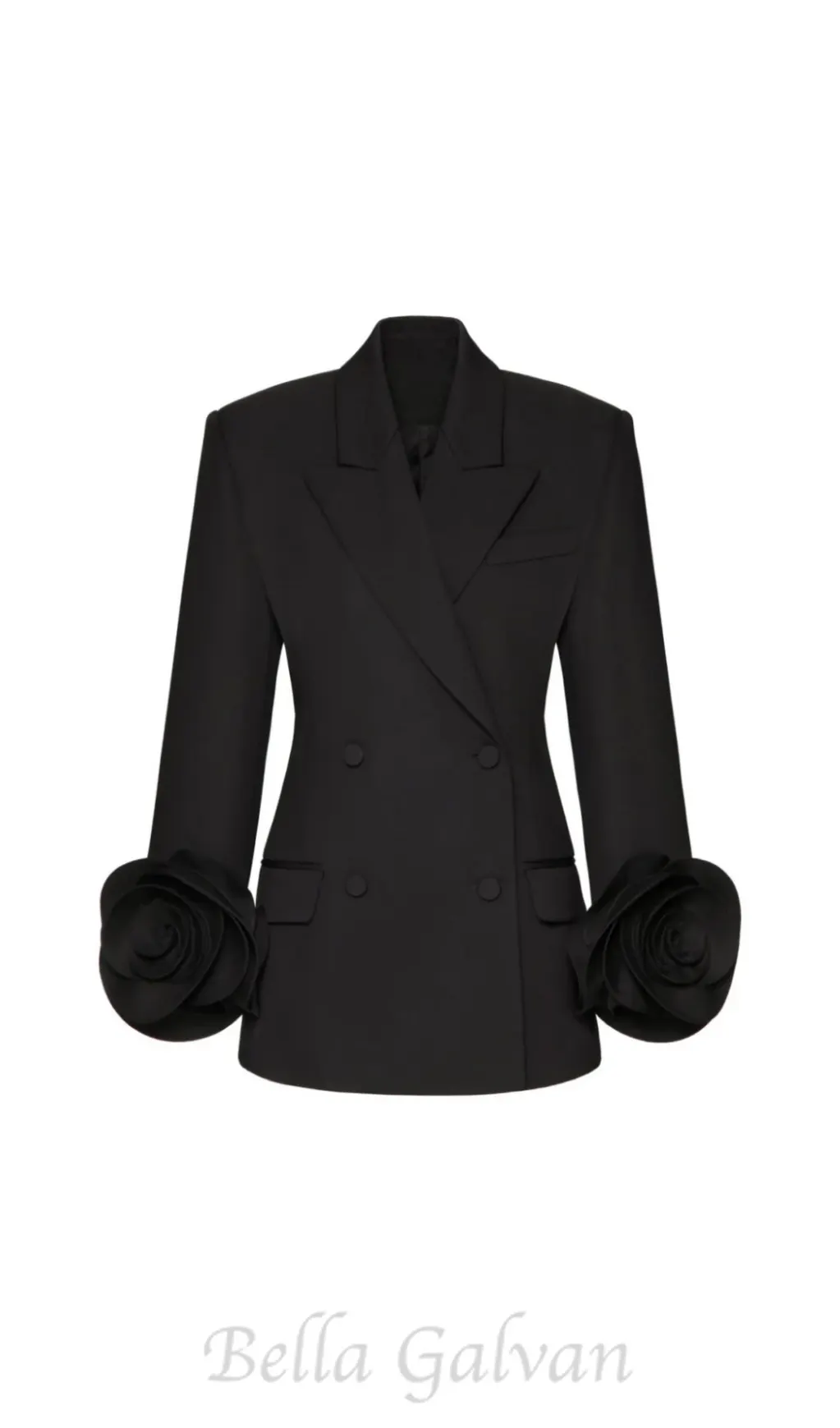 Sophia Rose Appliqué Blazer in Black Flowering Girl